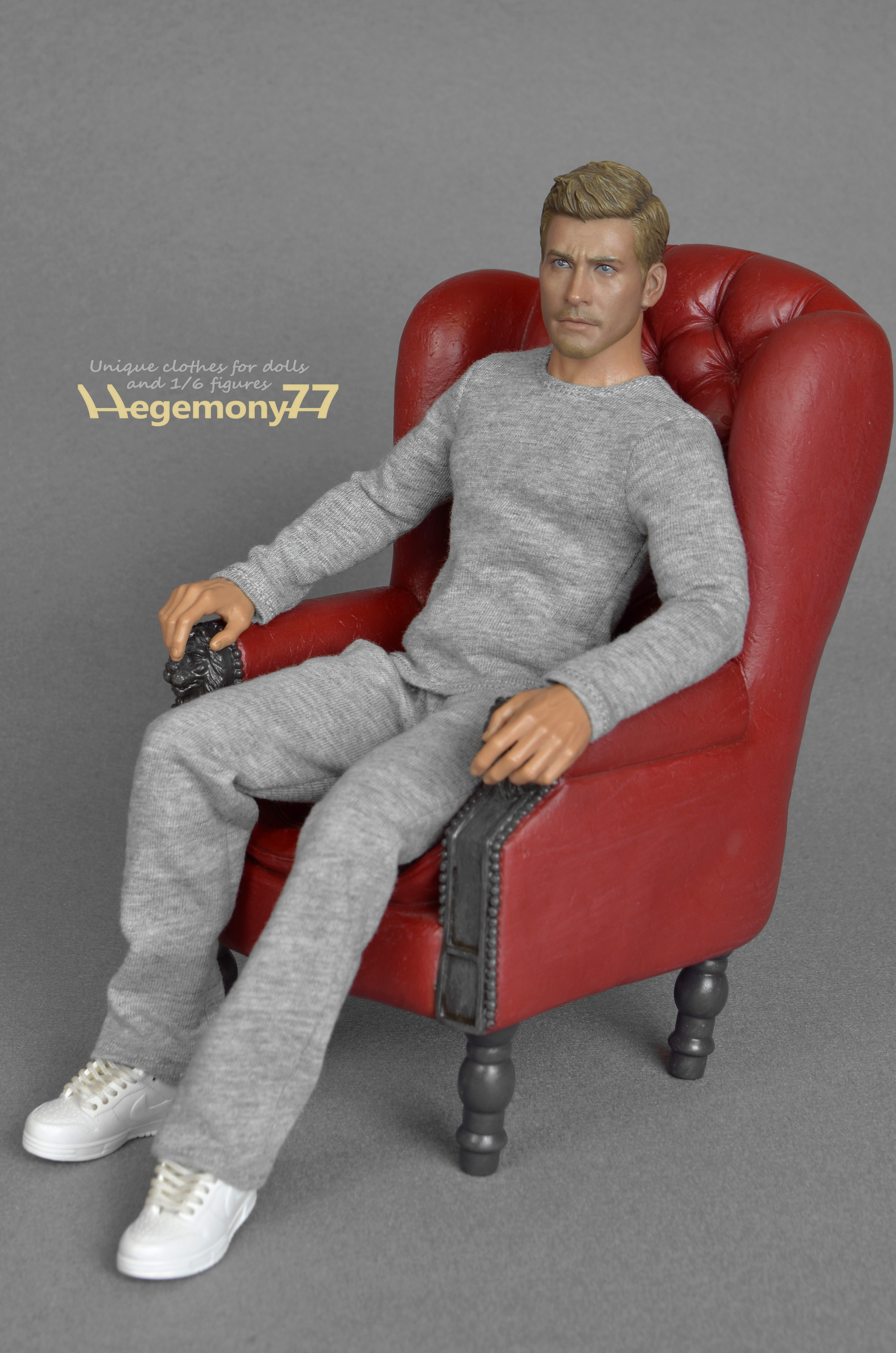1/ 6 scale action figure clothes – heather grey long sleeve sweatshirt T  shirt and sweatpants – on Hot Toys TTM 19 – Hegemony77 – clothing for 1/6 scale  figures and dolls