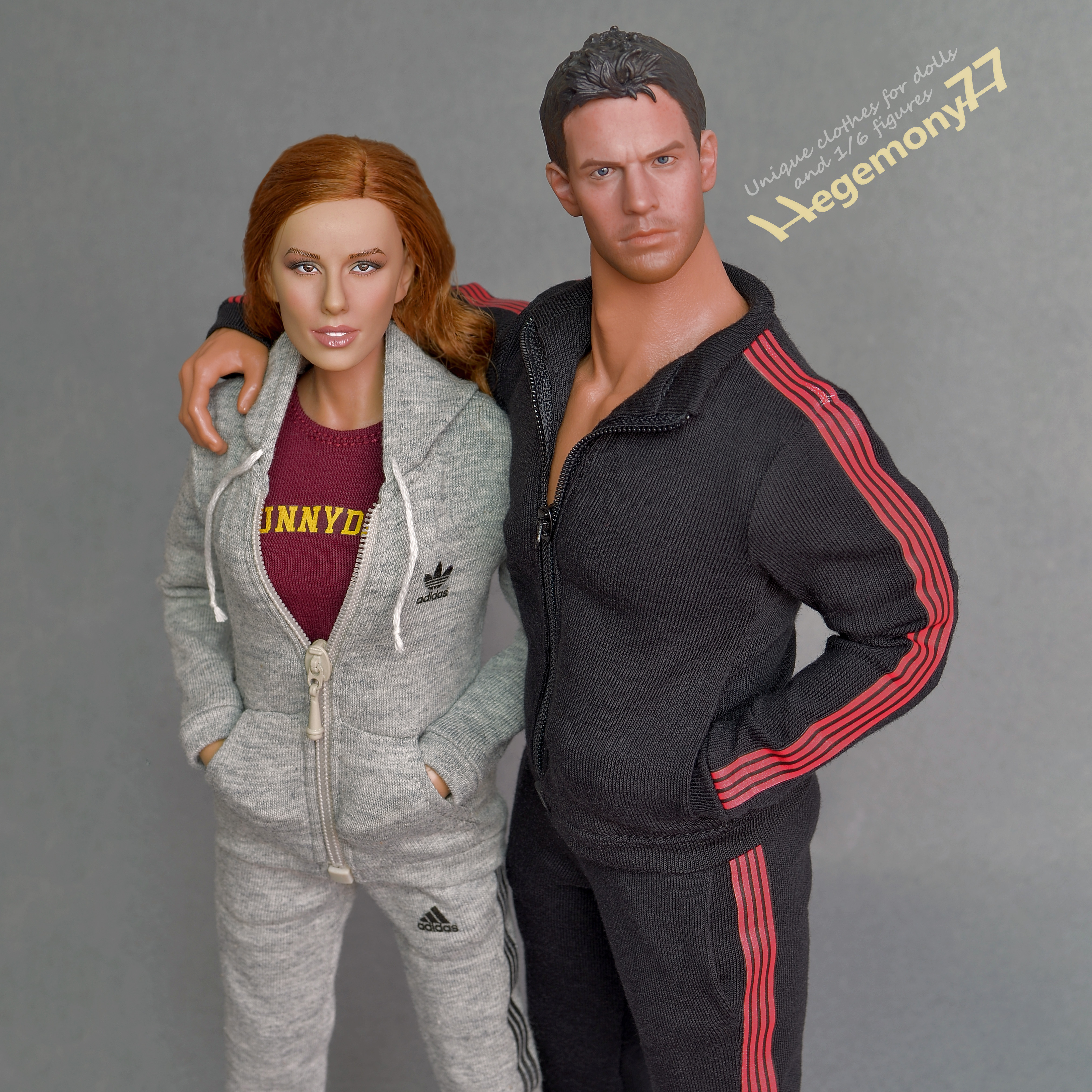 1/6 scale TBLeague Phicen female and male figure dolls in clothes