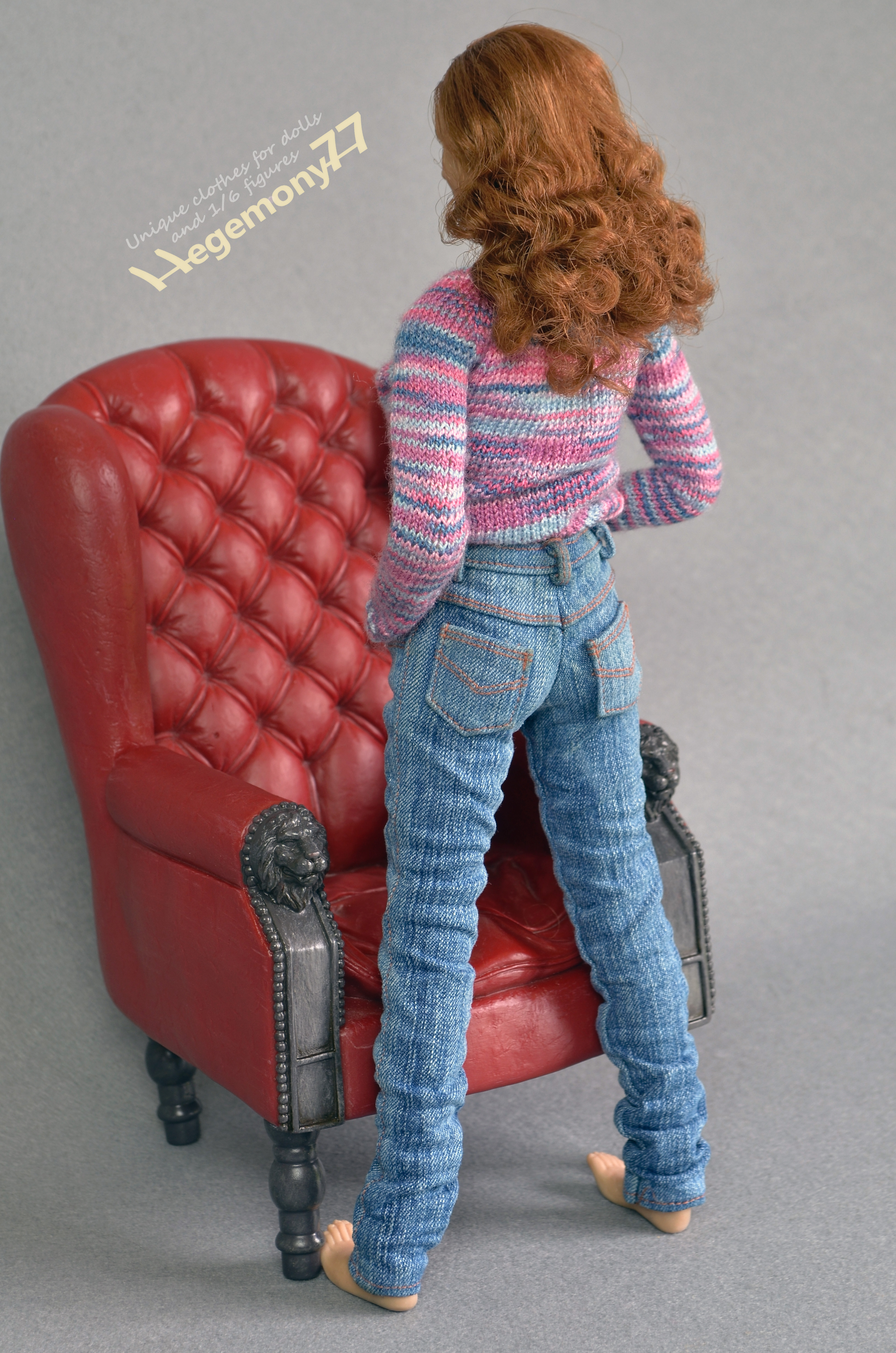 Phicen TBleague female figure doll in 1/6 scale hand washed denim jeans  pants / trousers and hand knit sweater – Hegemony77 – clothing for 1/6  scale figures and dolls